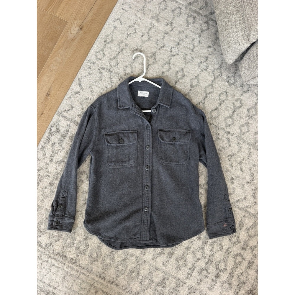 American Eagle Women's XS Gray Cotton Shirt Jacket Overshirt Button Up Shacket